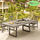 EROMMY HDPE Dining Table, Patio Conversation Table for 4-6 Persons with Weather Resistant & Easy Maintenance, Perfect for Garden, Outdoor, Grey-Erommy
